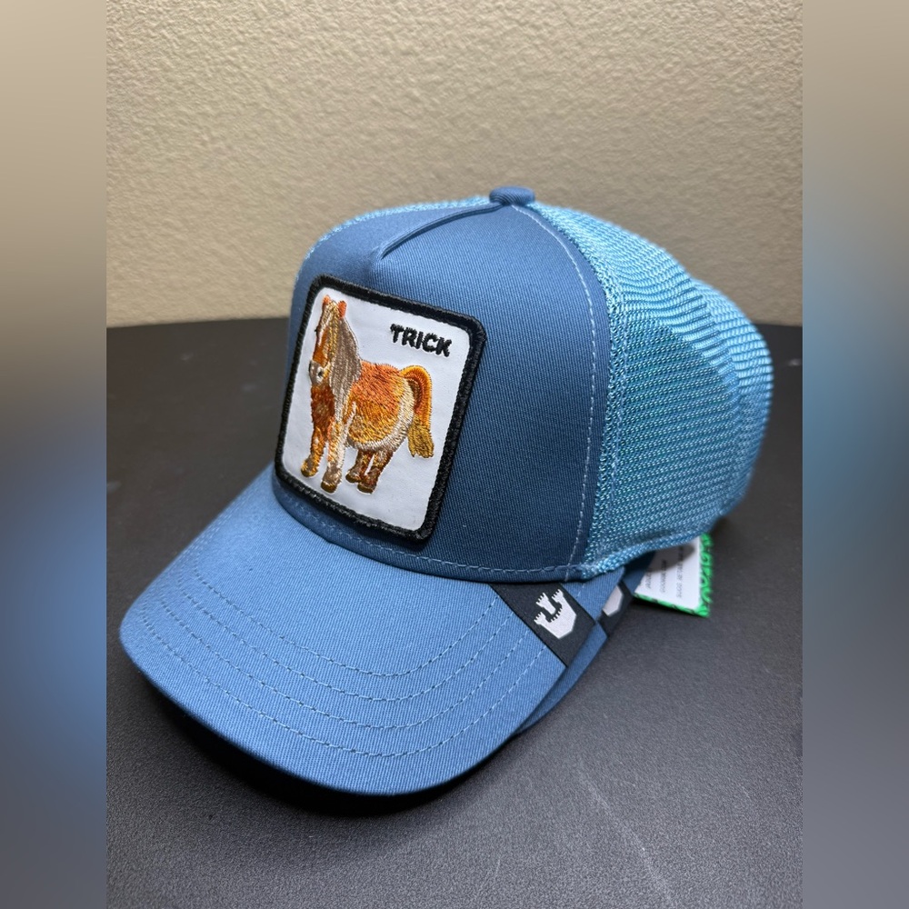 Goorin Bros Trick Pony Horse Blue Trucker Hat Snapback The Farm Collection NWT